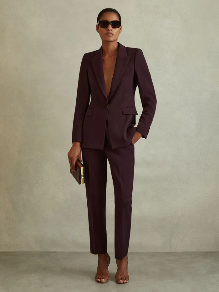Women Reiss Blazers Gabi Tailored Single Breasted Suit Blazer Berry