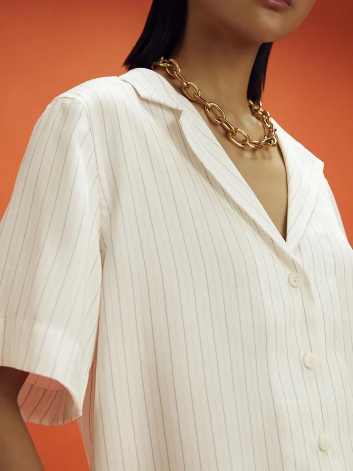 Women Reiss Blouses and Shirts F1 Monte Carlo Exclusive Cuban Collar Shirt White Multi