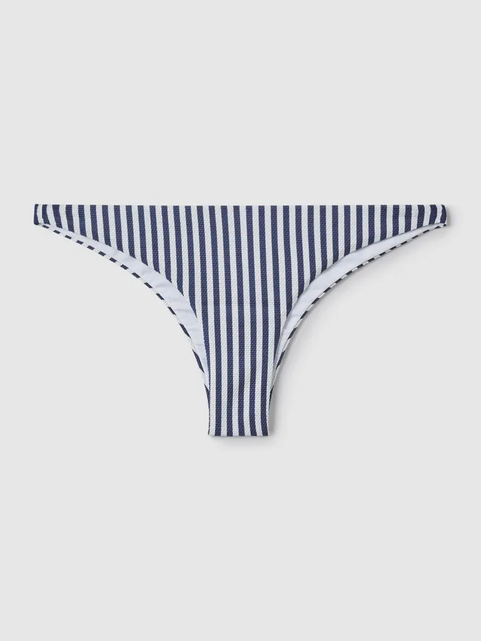Women Reiss Brands Low Rise Bikini Bottoms Blue Stripe