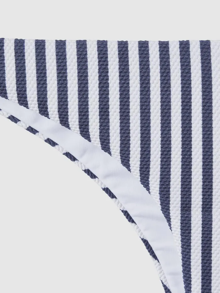 Women Reiss Brands Low Rise Bikini Bottoms Blue Stripe