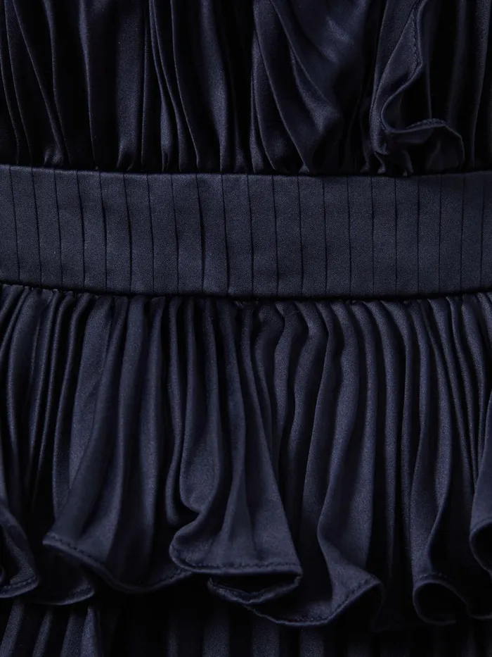 Women Reiss Brands Strapless Ruffle Mini Dress Navy