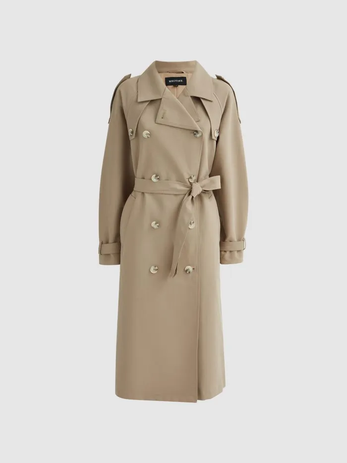 Women Reiss Coats Mid Length Trench Coat Beige