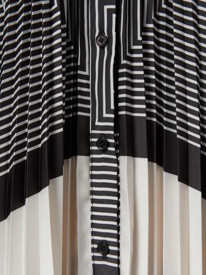 Women Reiss Dresses Bay Printed Pleated Mini Dress Blackwhite