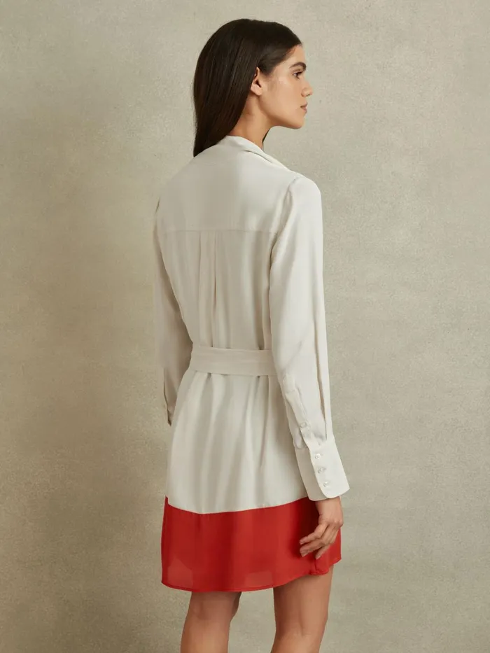 Women Reiss Dresses Marta Tie Neck Shift Dress Creamred