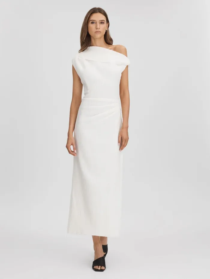 Women Reiss Dresses Quan Textured OffTheShoulder Maxi Dress White