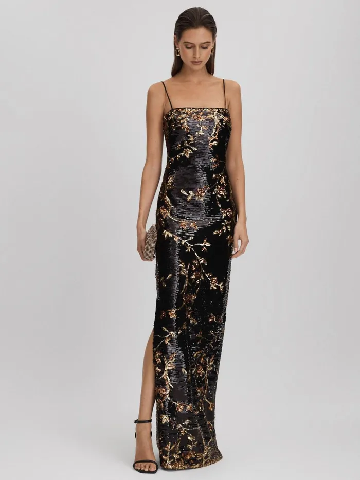 Women Reiss Dresses Sequin Maxi Dress Multi