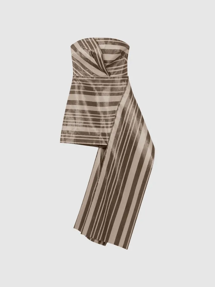 Women Reiss Dresses Striped Strapless Mini Dress Gold