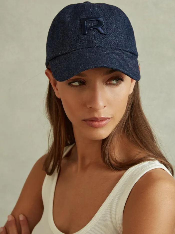 Women Reiss Hats Gloves and Scarves Nancy Denim Baseball Cap Blue