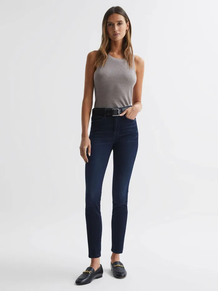 Women Reiss Jeans American Sculpting Skinny Jeans Mid Blue