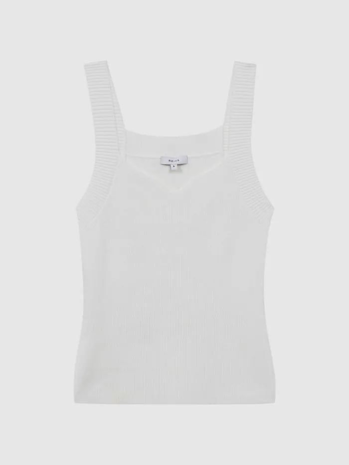 Women Reiss Knitwear Dani Sweetheart Neck Top White