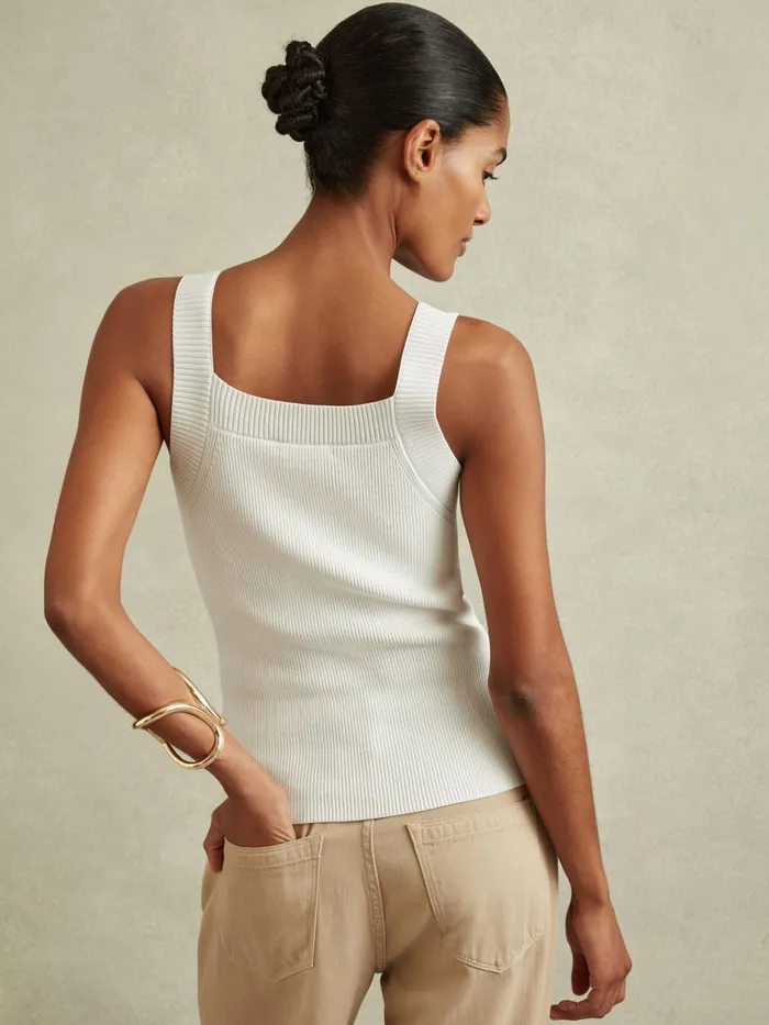 Women Reiss Knitwear Dani Sweetheart Neck Top White
