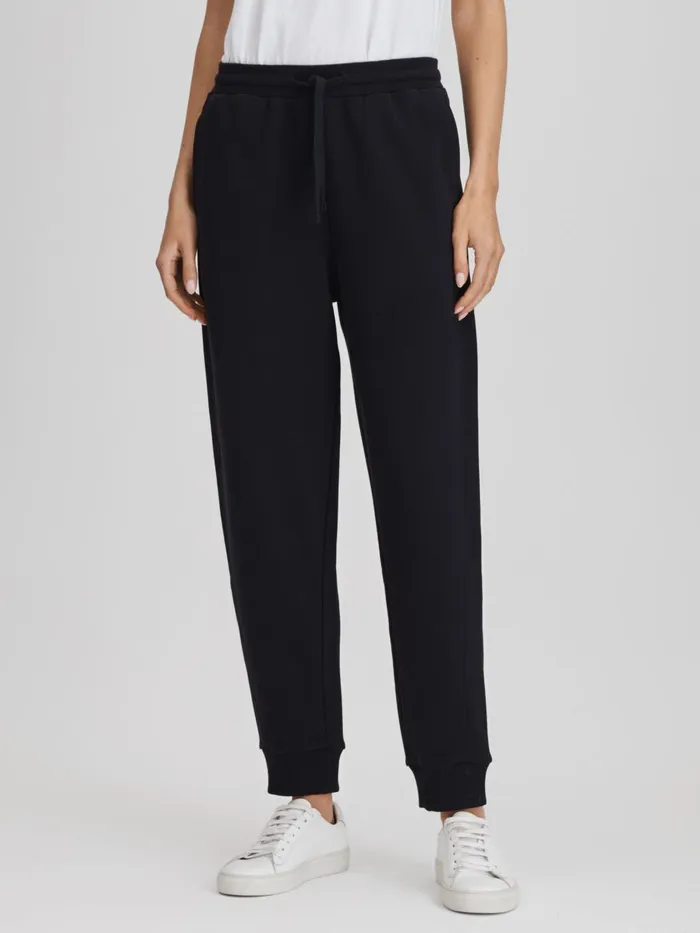 Women Reiss Pants Cody Cotton Blend Drawstring Joggers Navy
