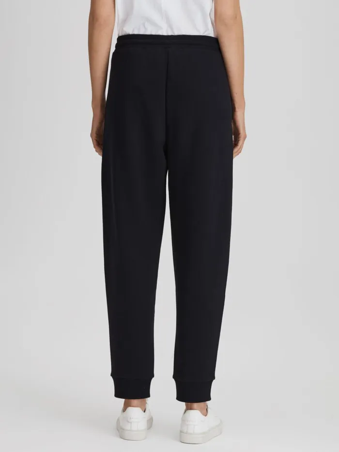 Women Reiss Pants Cody Cotton Blend Drawstring Joggers Navy