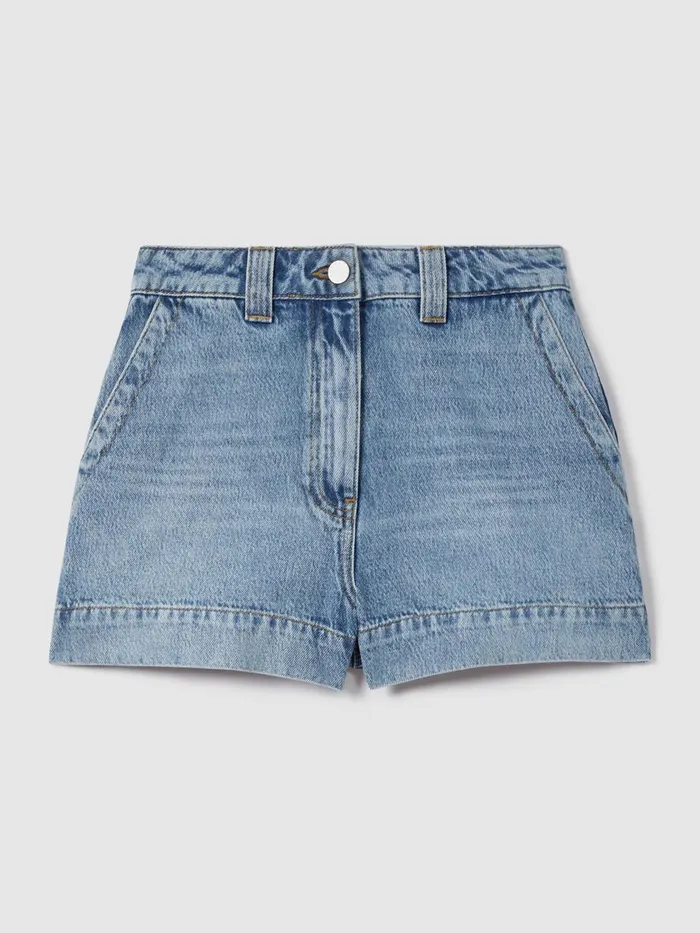 Women Reiss Shorts Olivia High Rise Denim Shorts Light Blue