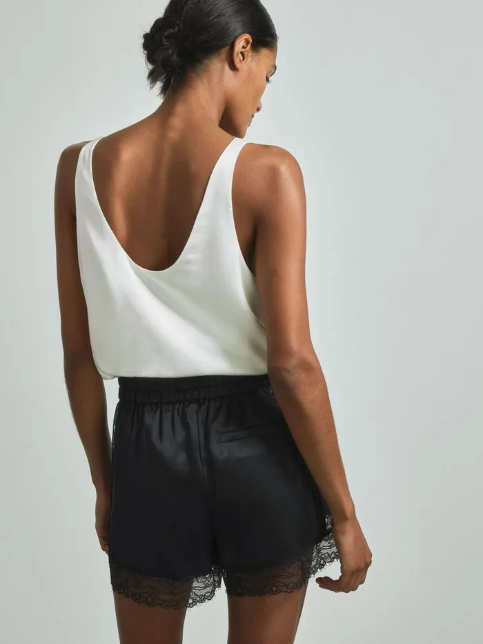 Women Reiss Shorts Silk Lace Trim Shorts Black