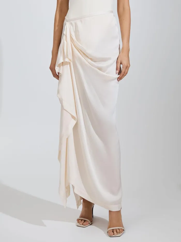 Women Reiss Skirts Born Draped Midi Skirt Pearl