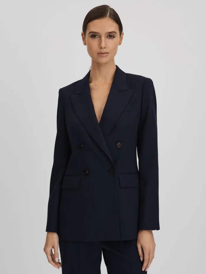 Women Reiss Suits and Tailoring Harley Wool Blend Double Breasted Suit Blazer Navy Women Reiss Suits and Tailoring Harley Wool Blend Double Breasted Suit Blazer Navy