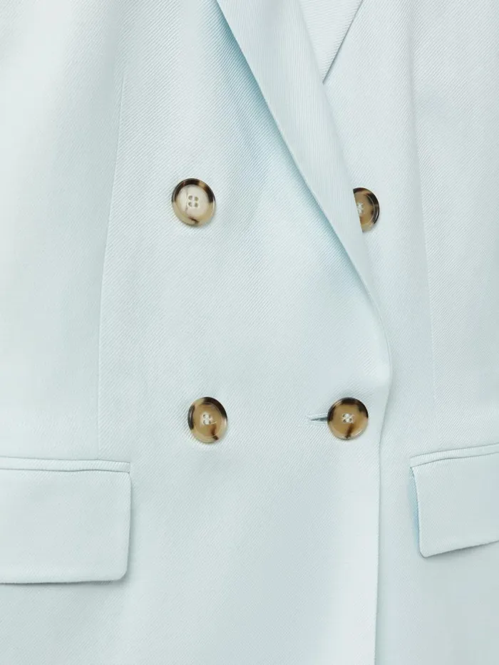 Women Reiss Suits and Tailoring Lori Viscose Linen Double Breasted Suit Blazer Blue