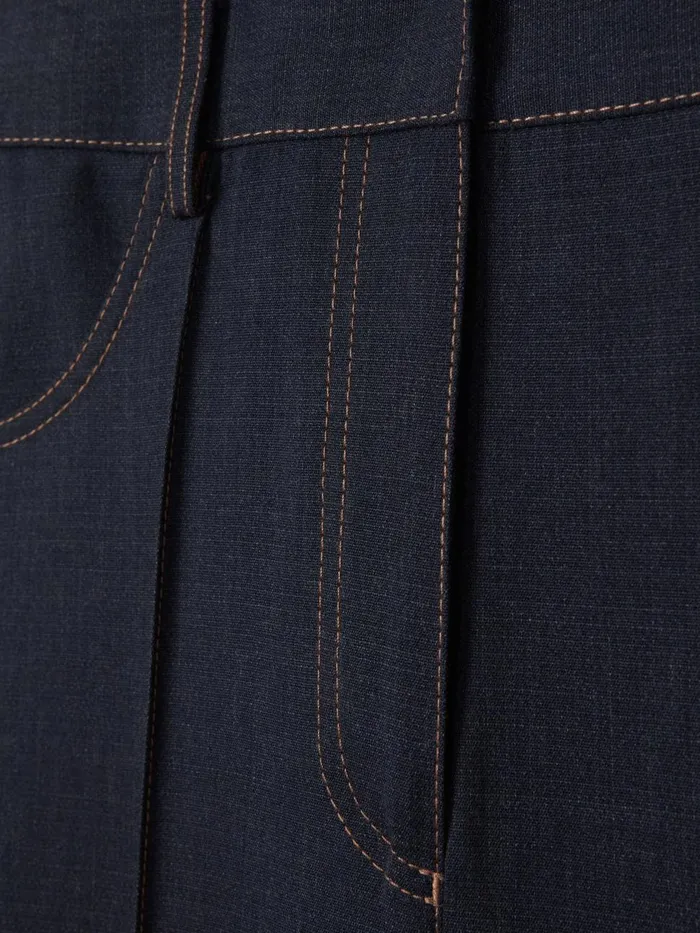 Women Reiss Suits and Tailoring Raven Wool Blend Denim Look Suit Trousers Navy