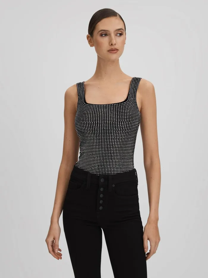 Women Reiss Tops American Good American Embellished Square Neck Thong Bodies Black Women Reiss Tops American Good American Embellished Square Neck Thong Bodies Black