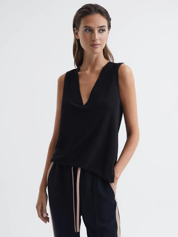 Women Reiss Tops Taylor VNeck Shell Blouse Black