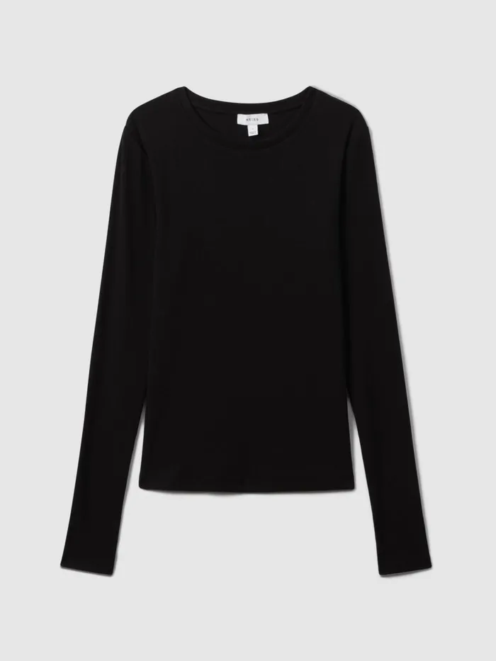 Women Reiss Tops Tora Cotton Blend Crew Neck Top Black