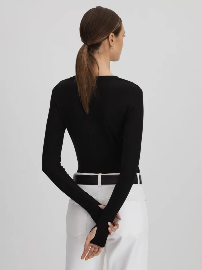 Women Reiss Tops Tora Cotton Blend Crew Neck Top Black