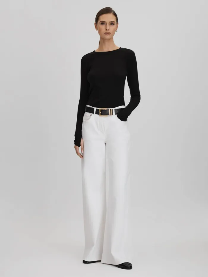 Women Reiss Tops Tora Cotton Blend Crew Neck Top Black