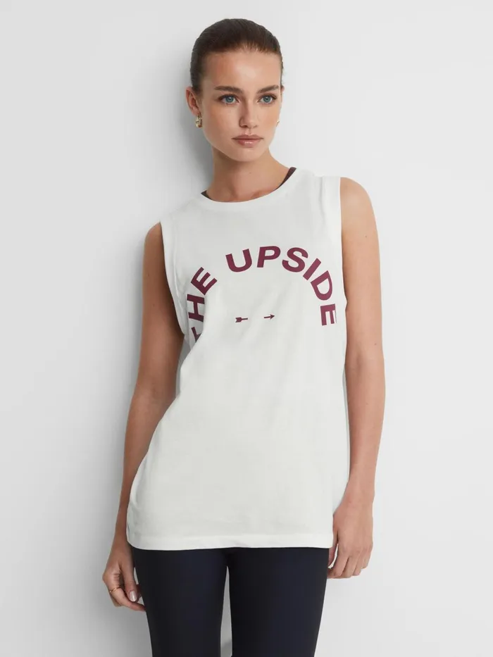 Women Reiss Tops Upside Sleeveless Crew Neck Vest White
