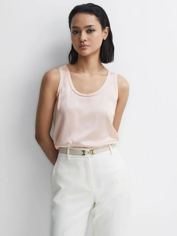 Women Reiss Vests Riley Silk Front Vest Nude