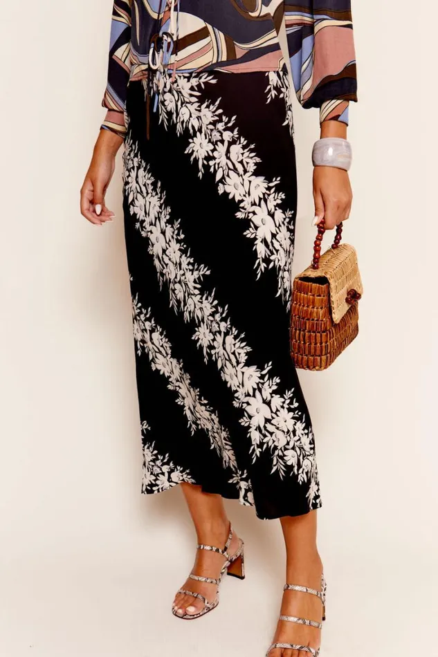 Women RIXO All Clothing Ardith Midi Skirt Paris Stripe Black