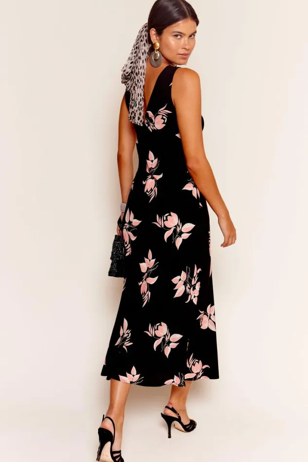 Women RIXO All Clothing Sandrine Midi Dress Sakura Floral Pink