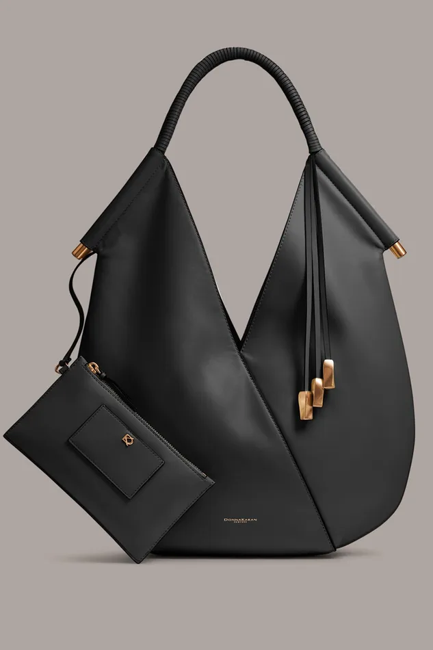 Women Shoulder And Hobo Bags Donna Karan BALDWIN LARGE SHOULDER BAG Black