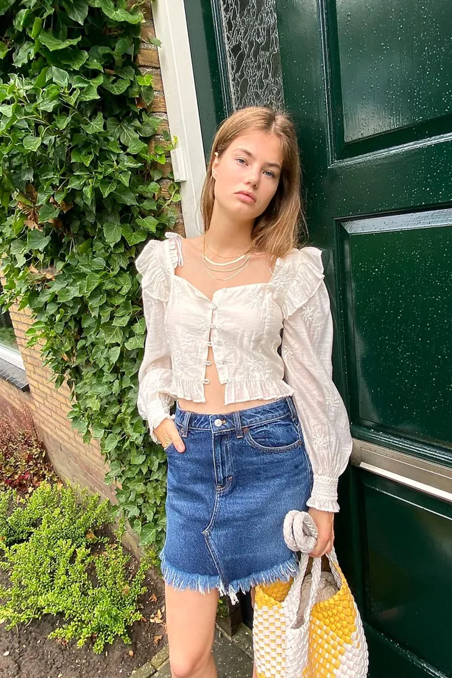 Women Skirts Free People Bailey Denim Mini Skirt Mountain Blue