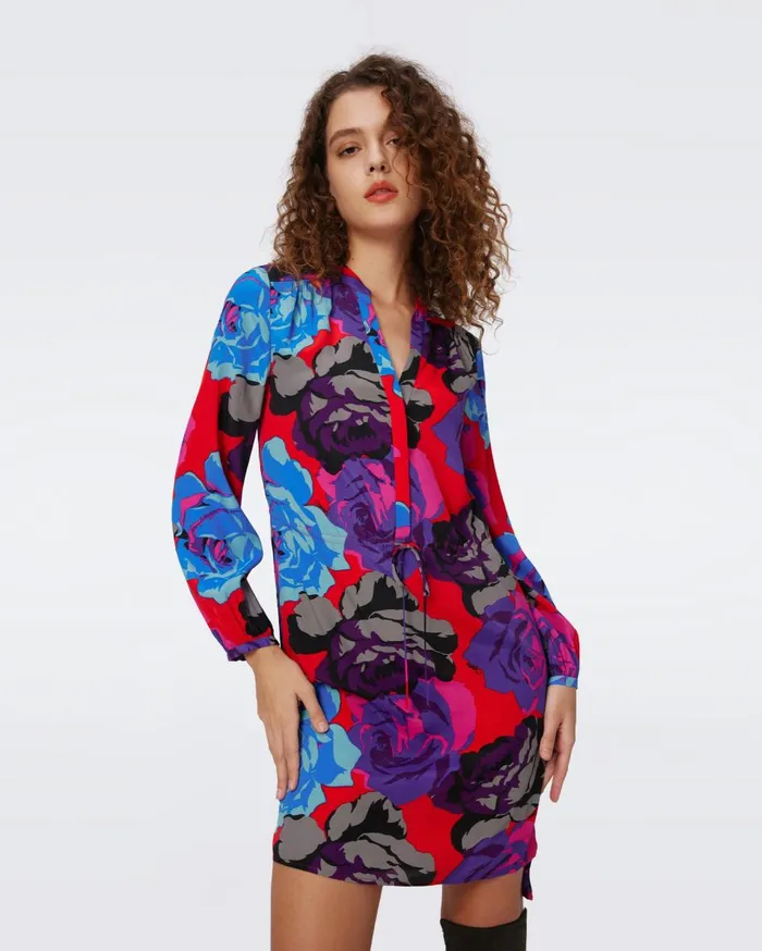 Women Sonoya Dress Redemption Rose Blue Red DVF Dresses