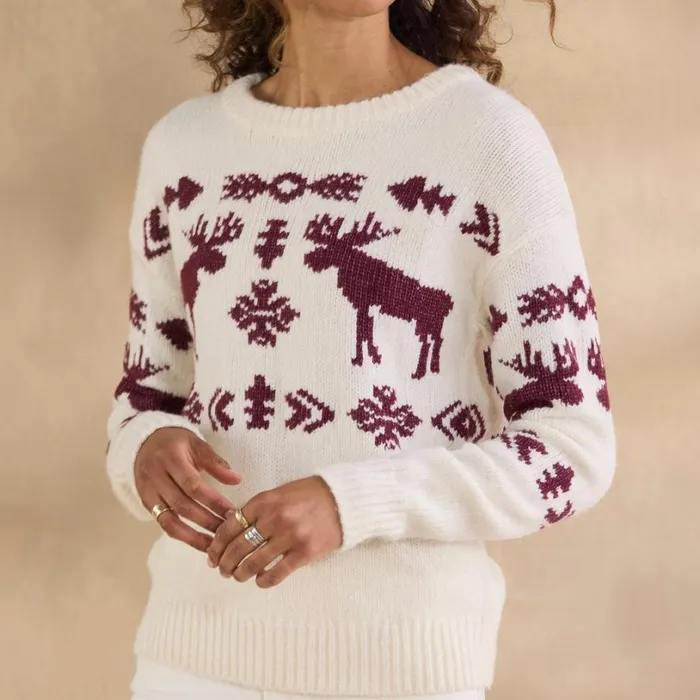 Women Spirited Moose Sweater Marshmallow Sundance Catalog Sweaters Women Spirited Moose Sweater Marshmallow Sundance Catalog Sweaters