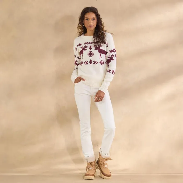 Women Spirited Moose Sweater Marshmallow Sundance Catalog Sweaters Women Spirited Moose Sweater Marshmallow Sundance Catalog Sweaters