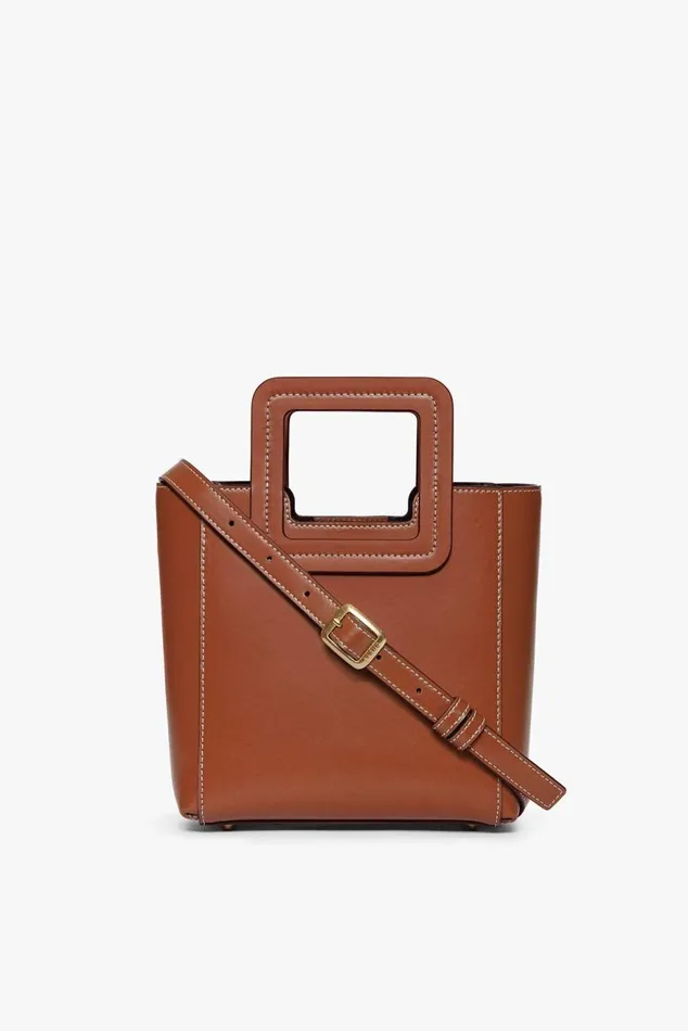 Women STAUD Crossbody MINI SHIRLEY LEATHER BAG SADDLE