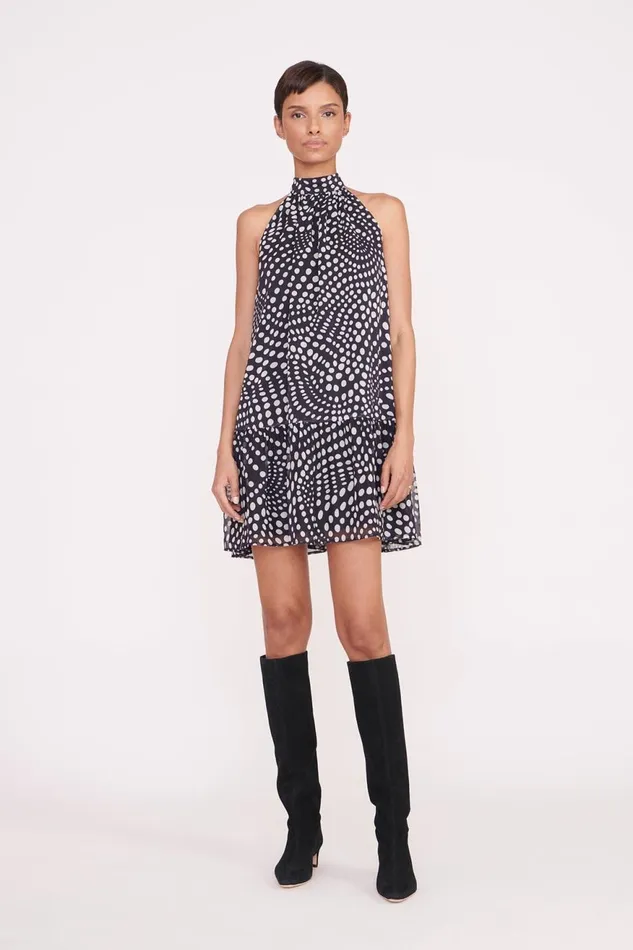 Women STAUD Dresses MARLOWE DRESS BLACK WAVY DOT