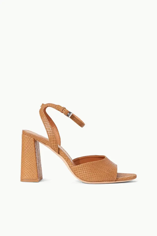 Women STAUD Heels SOLANGE HEEL TAN SNAKE EMBOSSED