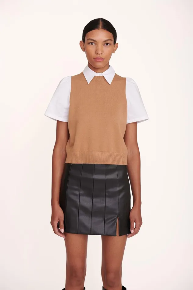 Women STAUD Knits ARYA TOP TAN WHITE