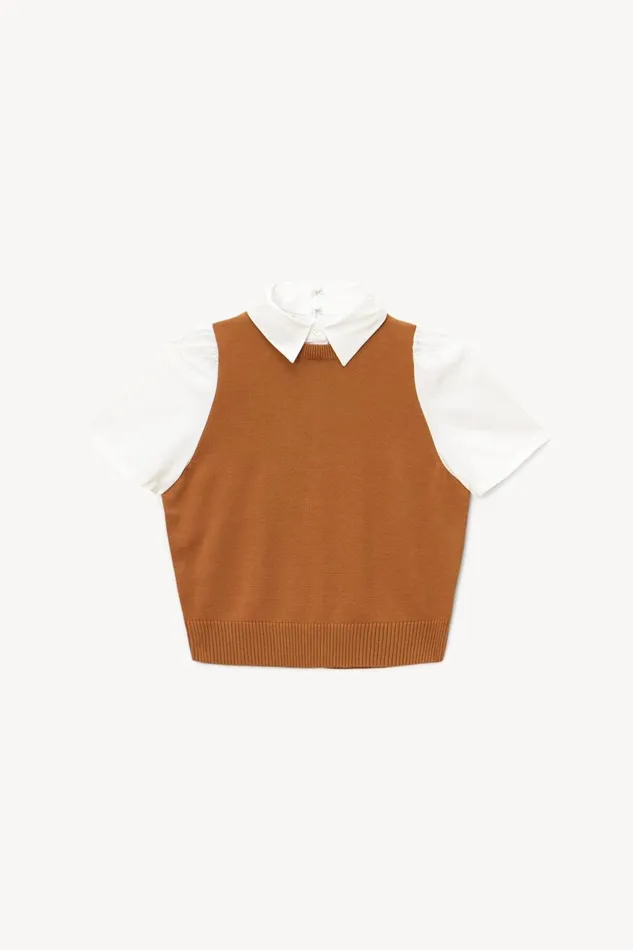 Women STAUD Knits ARYA TOP TAN WHITE
