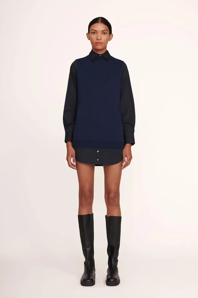 Women STAUD Knits FERN DRESS NAVY BLACK