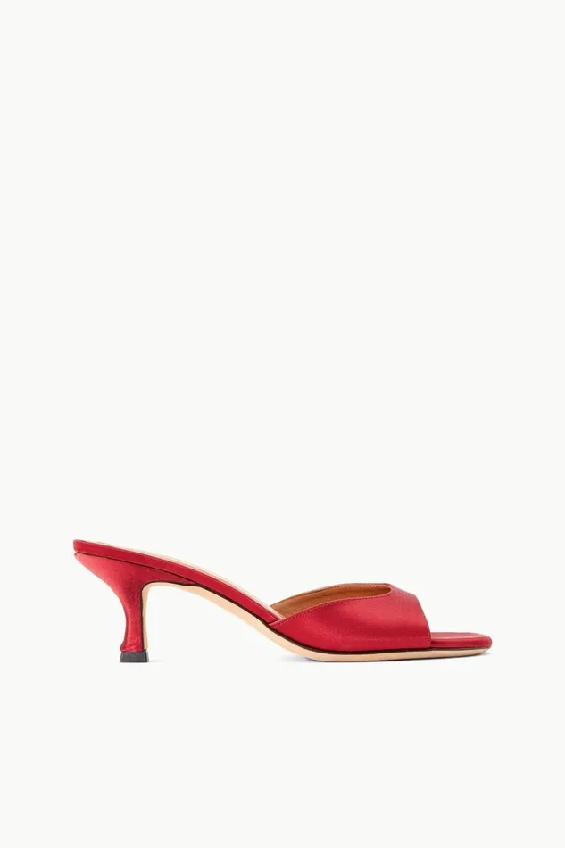 Women STAUD Mules and Flats BRIGITTE MULE RUBY SATIN