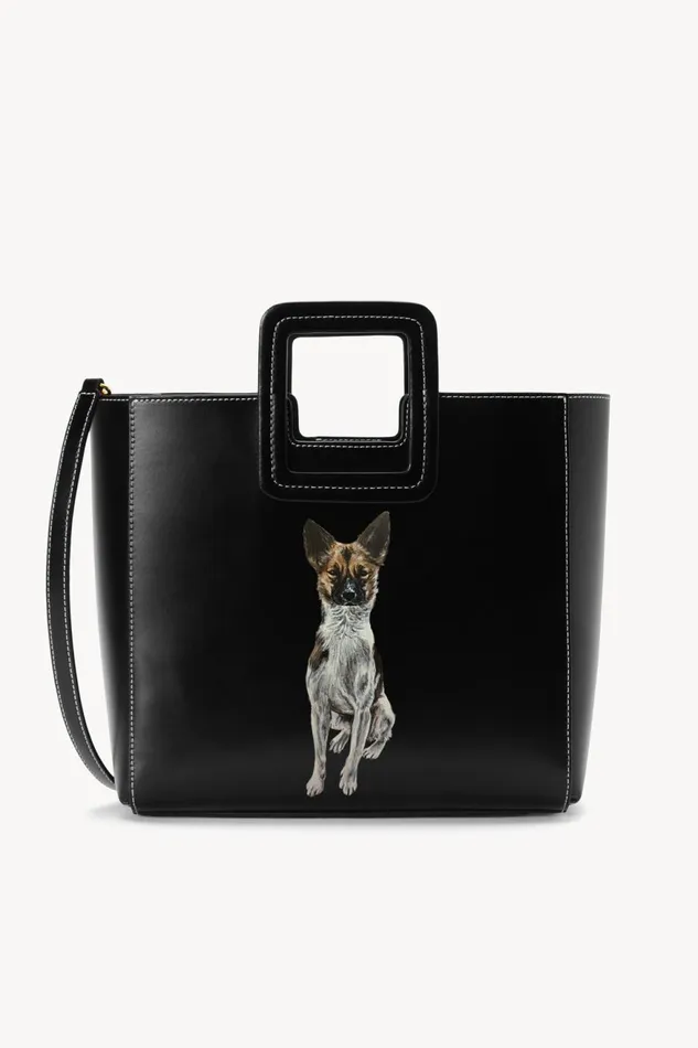 Women STAUD Pet Handbags CUSTOM SHIRLEY LEATHER BAG BLACK