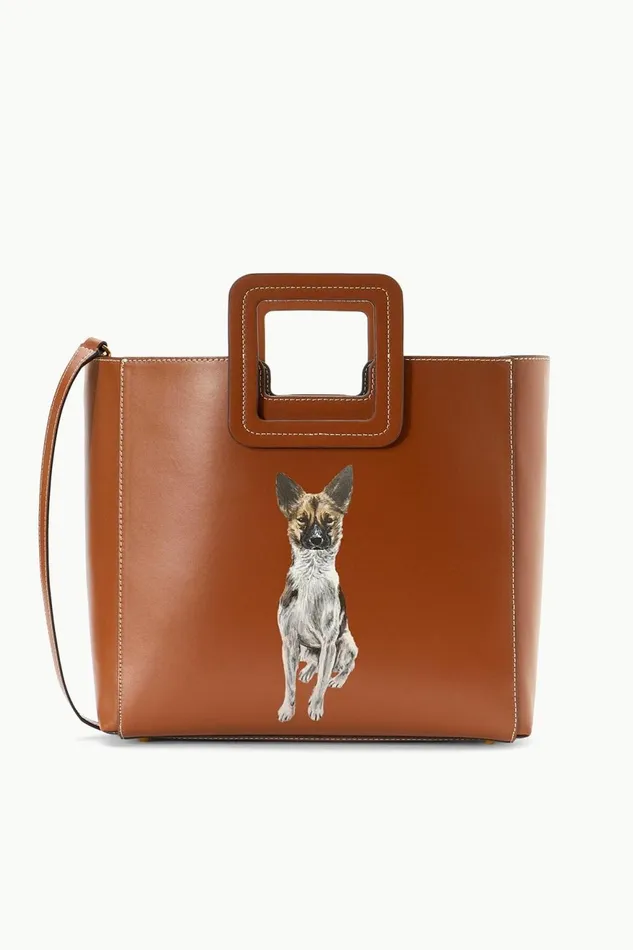 Women STAUD Pet Handbags CUSTOM SHIRLEY LEATHER BAG TAN