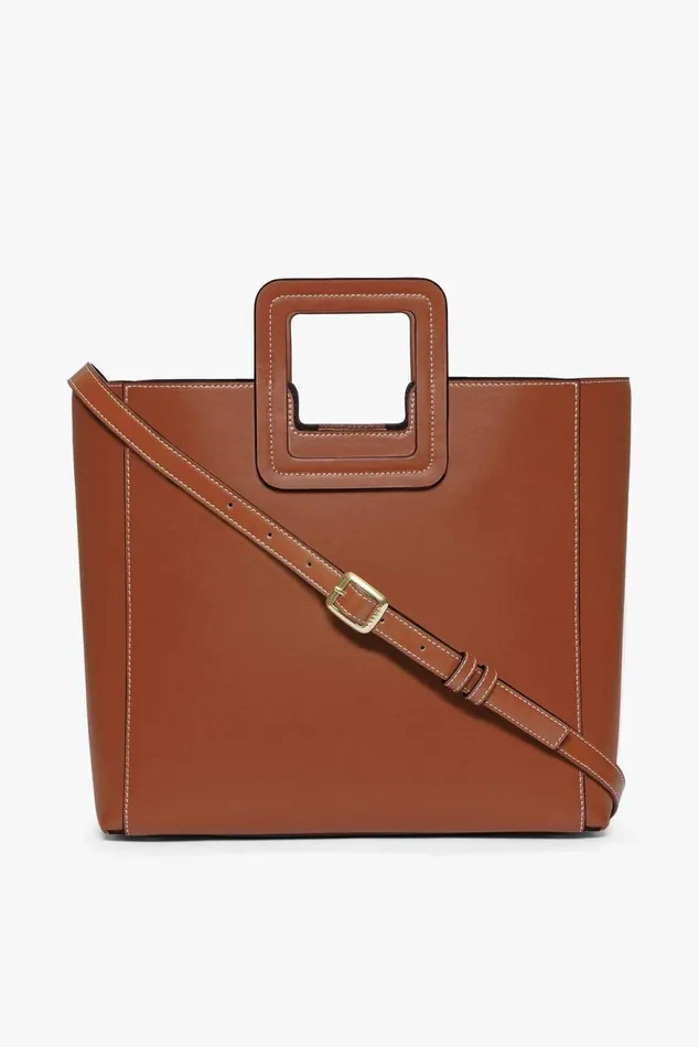 Women STAUD Totes SHIRLEY LEATHER BAG SADDLE
