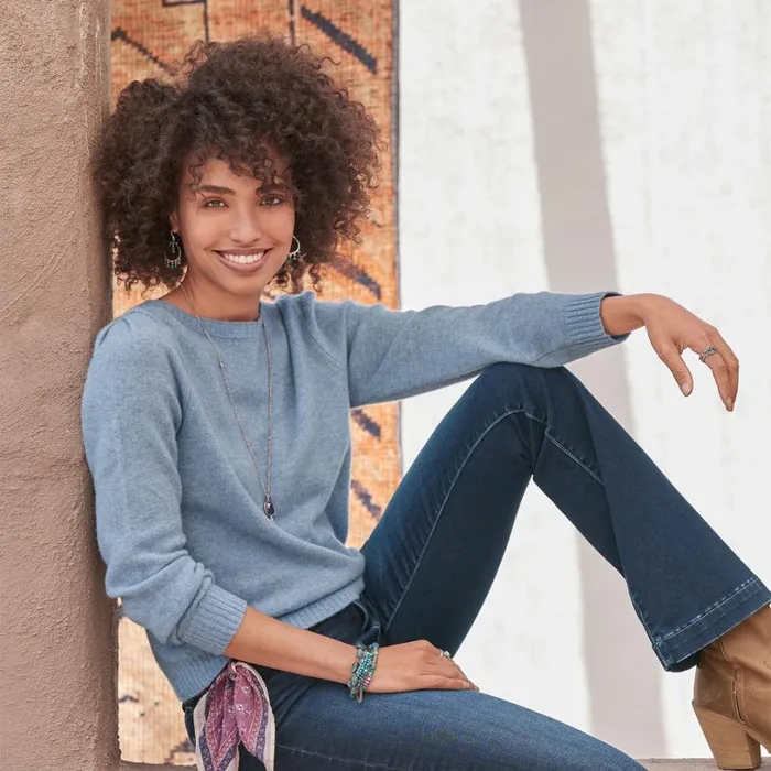 Women Stephany Cashmere Sweater Petite Chambray Sundance Catalog Sweaters