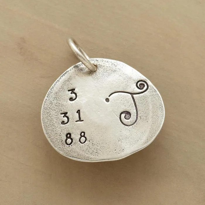 Women Sterling Silver Date And Initial Charm Sundance Catalog Personalization