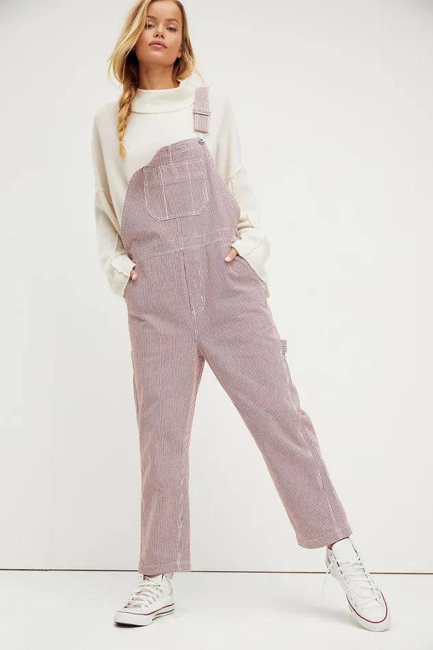 Women StraightLeg Jeans Free People Christina Overalls Cowhide